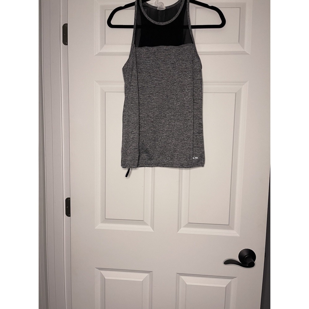 Champion Duo Dry Athletic Tank Top XS Heathered Gray W Mesh Black Top